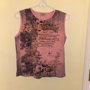 Pink Graphic Biker Tank top